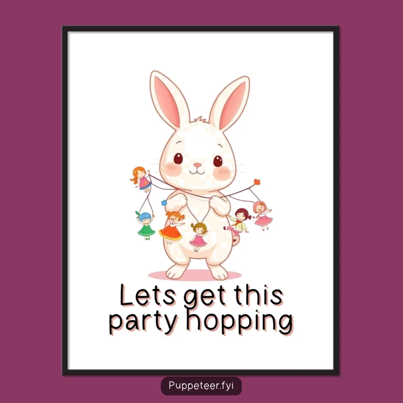 Free Printable Wall Art: Rabbit's Doll Dance, Whimsical Decor, Downloadable Art, Print at Home