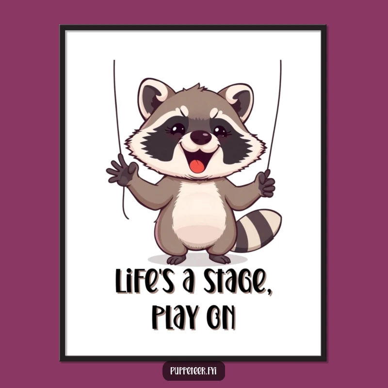 Free Printable Wall Art: Raccoon Puppet Master - Quirky Downloadable Decor for Any Room