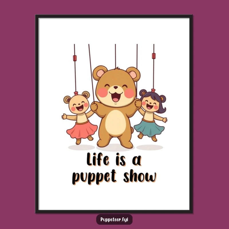 Funny Free Printable Wall Art: Bear Cub Puppets for Whimsical Downloadable Decor