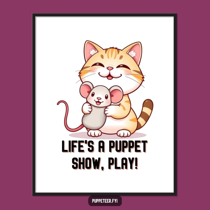 Funny Free Printable Wall Art: Cat Puppet Show Humorous Downloadable Art