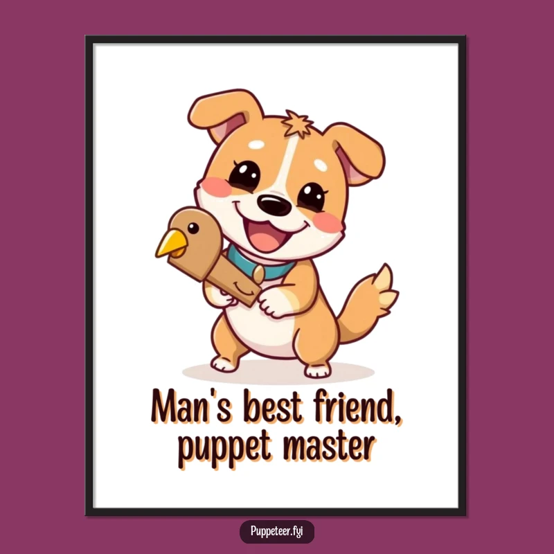 Funny Free Printable Wall Art: Dog & Bird Puppet Shenanigans, Quirky Downloadable Decor