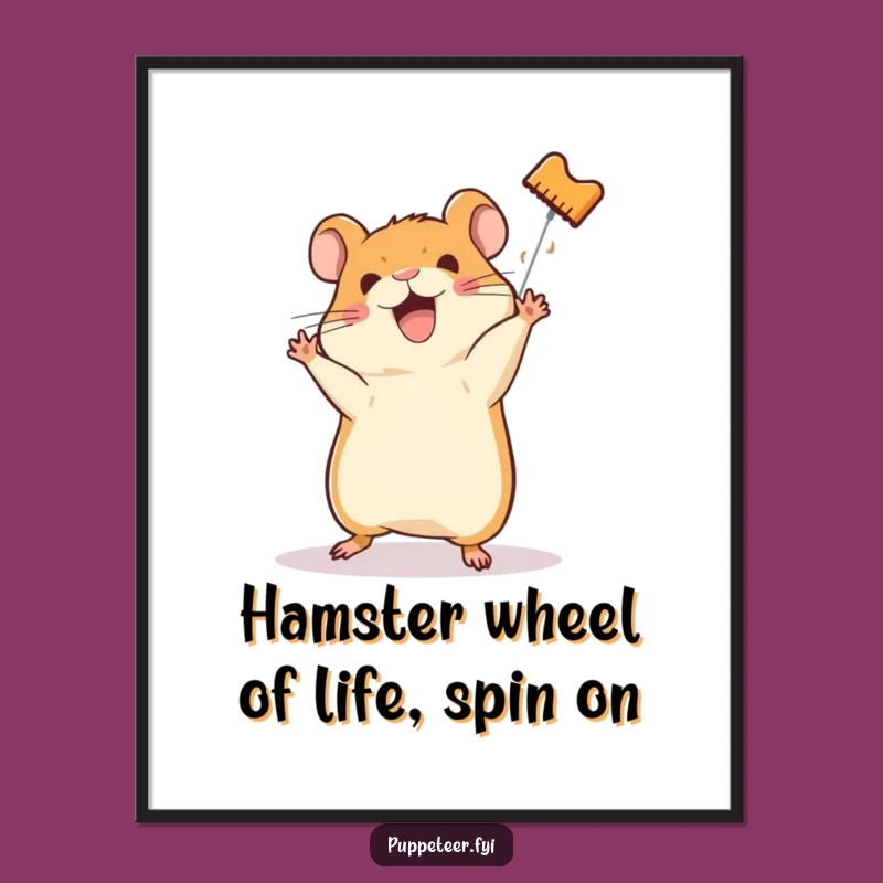 Funny Free Printable Wall Art: Hamster Puppet Somersault Action Downloadable Home Decor Gift