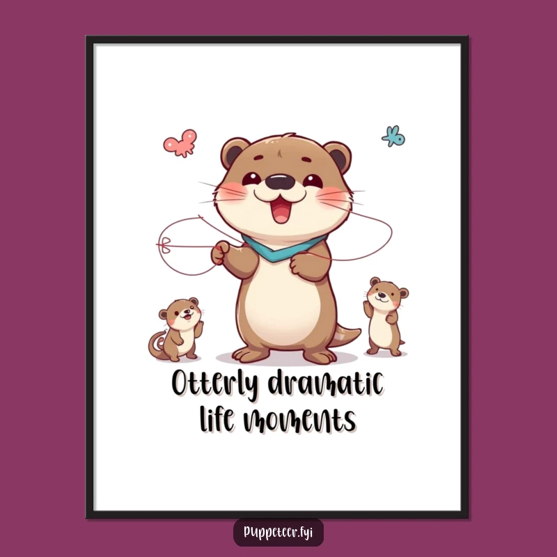 Funny Free Printable Wall Art: Otter Puppet Master, Quirky Downloadable Decor