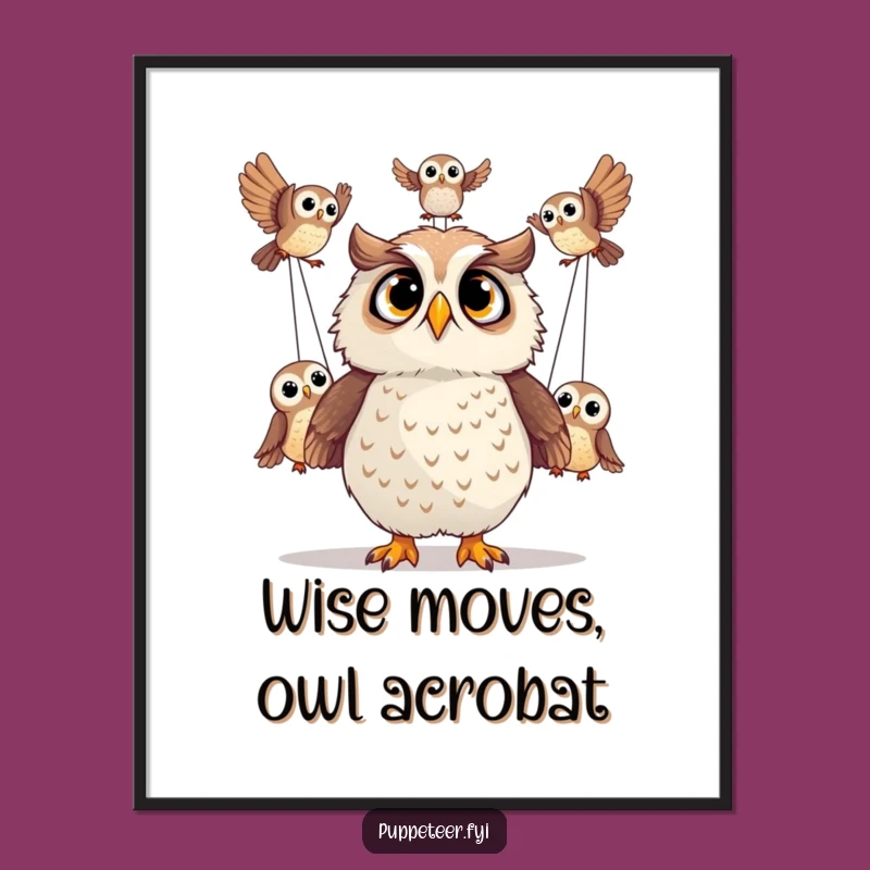 Funny Free Printable Wall Art: Owl Acrobatics Downloadable Art for Dramatic Flair