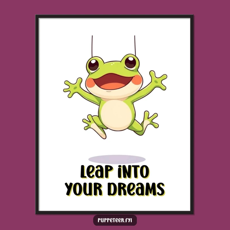 Funny Free Printable Wall Art: Cheerful Frog Puppeteer, Quirky Downloadable Decor