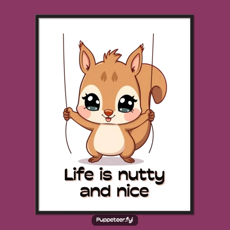 Free Printable Wall Art: Energetic Squirrel Puppet Jumps - Humorous Decor