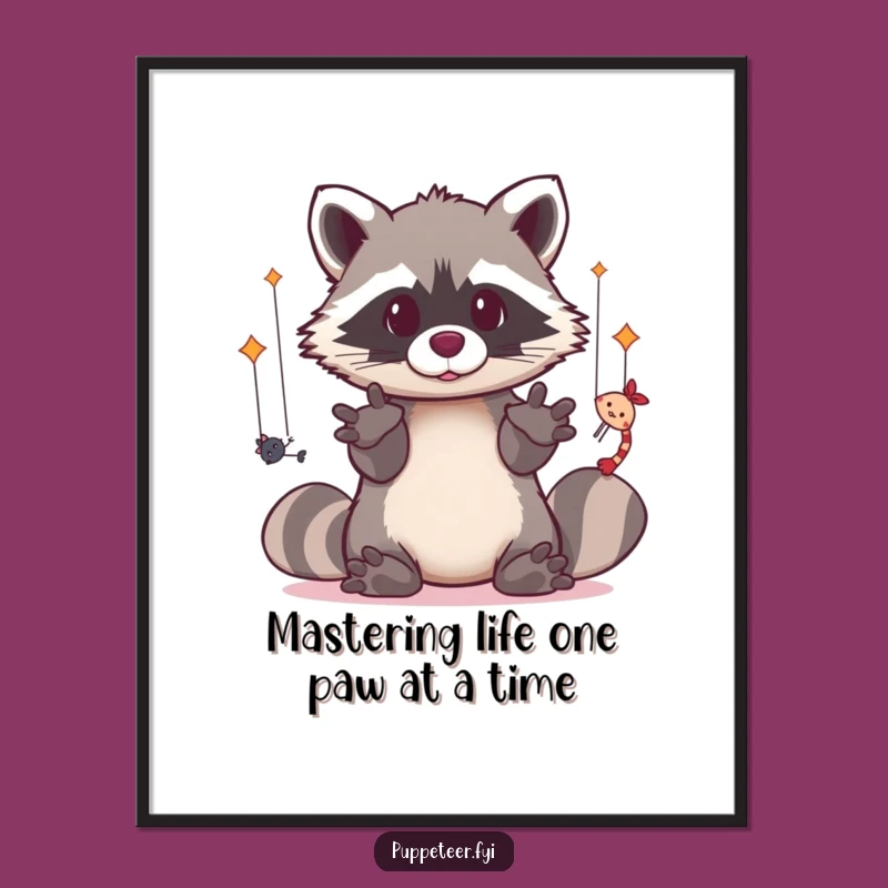 Funny Free Printable Wall Art: Puppet Master Raccoon! Playful Downloadable Art