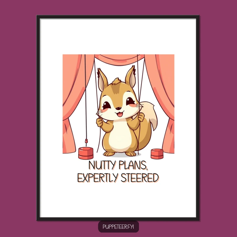 Funny Free Printable Wall Art: Squirrel Puppeteer, Quirky Downloadable Decor