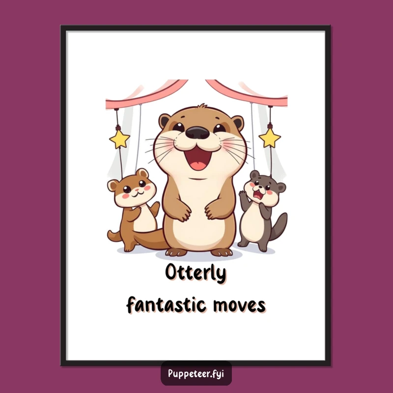 Funny Free Printable Wall Art: Otter Puppet Dance Downloadable Art for Whimsy