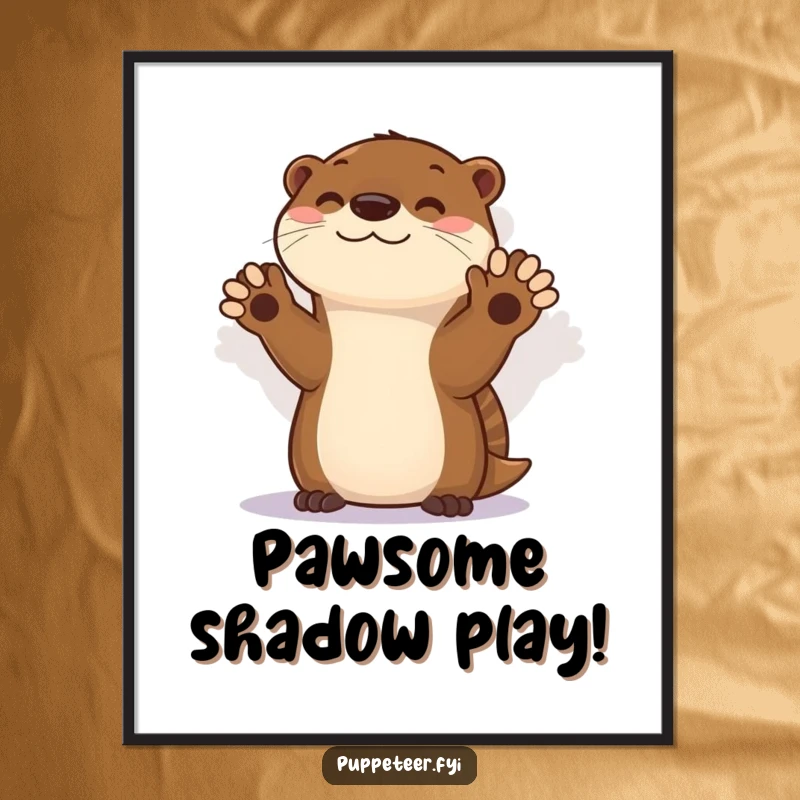 Funny Free Printable Wall Art: Otter mid-shadow puppet show, casting playful shapes, perfect for a humorous room.