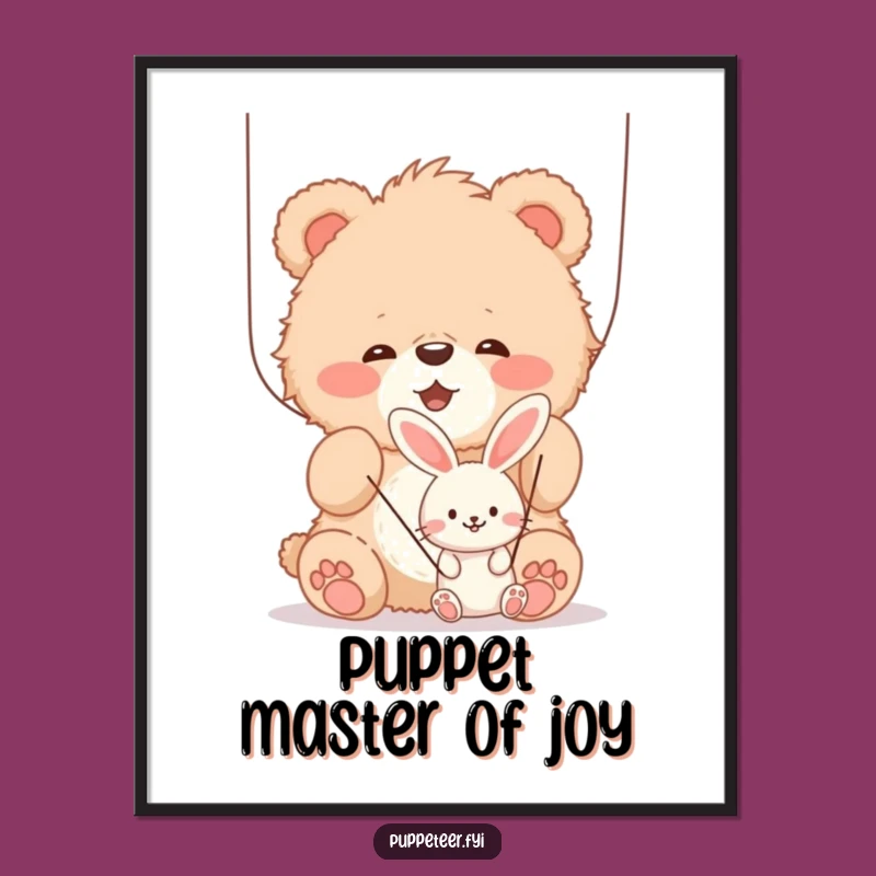 Funny Free Printable Wall Art: Bear Puppet Master Joy, Whimsical Downloadable Decor