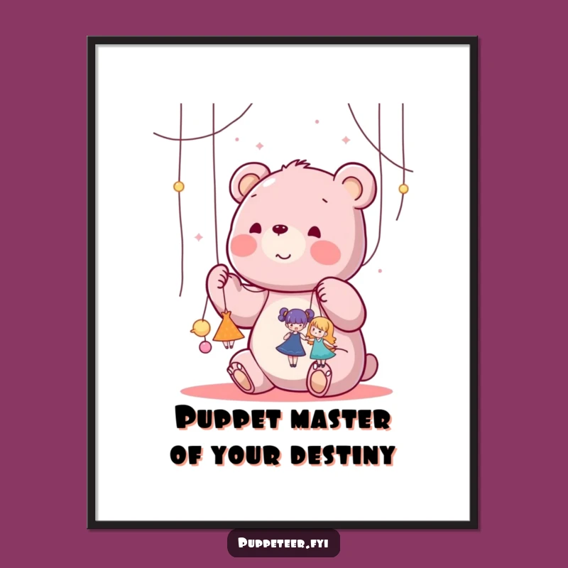 Free Printable Wall Art: Bear's Puppet Dance, Whimsical Decor, Downloadable Art, Print at Home