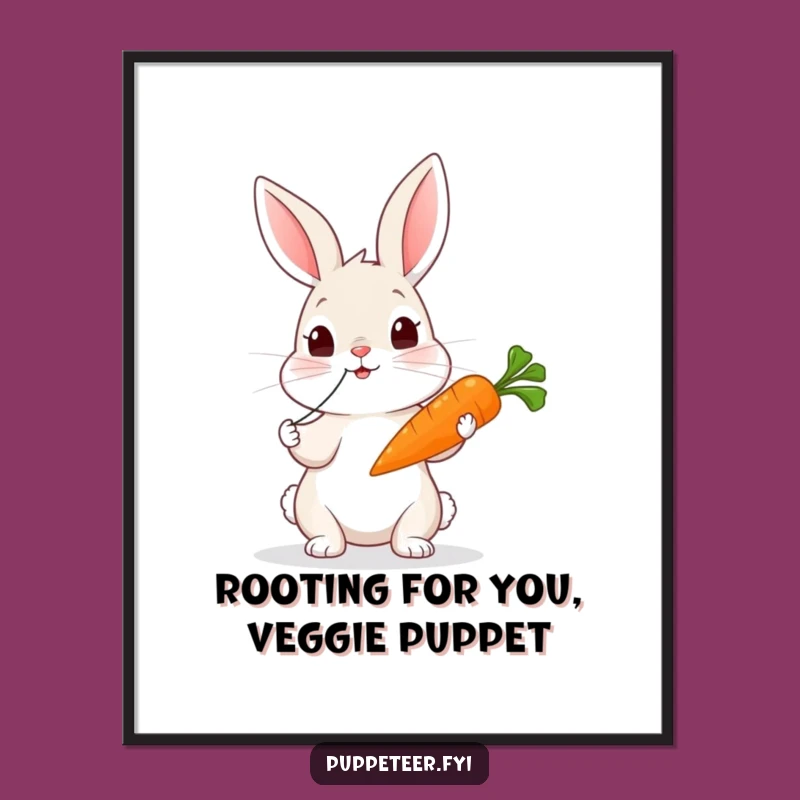 Funny Free Printable Wall Art: Rabbit Puppet Artist, Whimsical Downloadable Decor