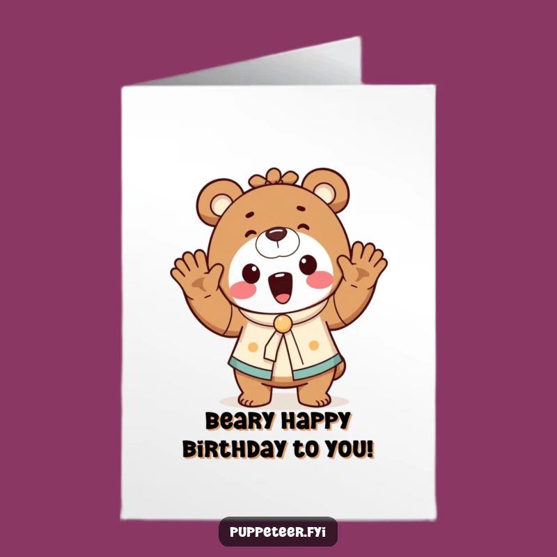Bear Puppet Master Birthday Card: Free Printable Fun Downloadable Gift