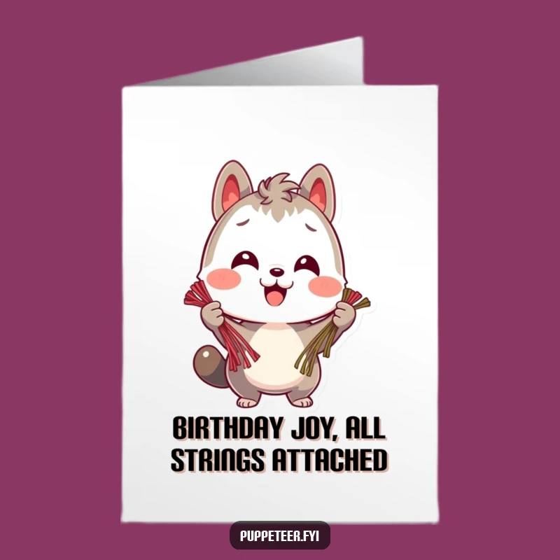 Free Printable Birthday Card: Smiling Animal Strings Cheerful Funny Downloadable Gift
