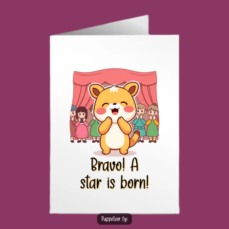 Free Printable Birthday Card: Happy Animal Performer, Applause Audience, Fun Gift