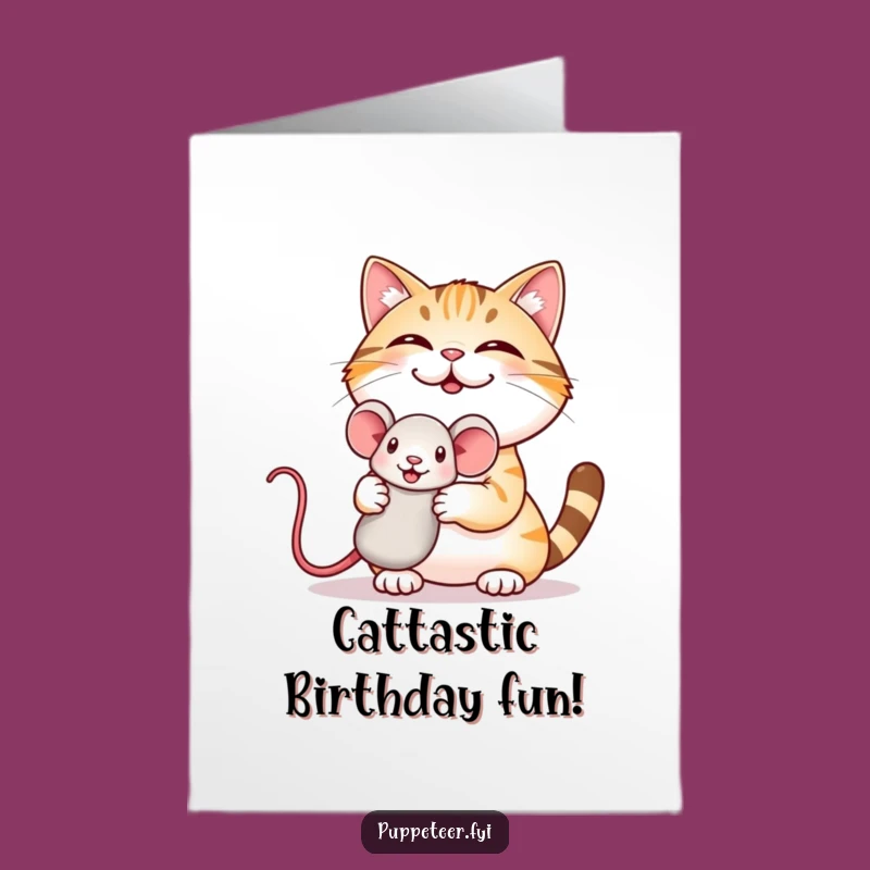Free Printable Birthday Card: Cat's Playtime Funny Downloadable Gift