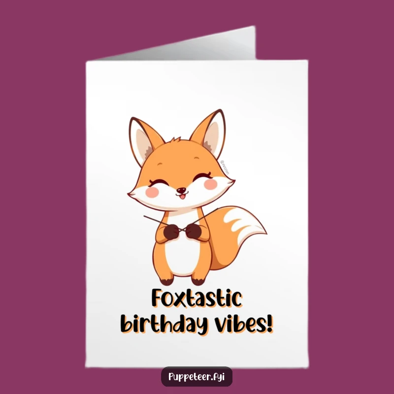 Free Printable Fox Sock Puppet Birthday Card: Funny Downloadable Gift for Kids