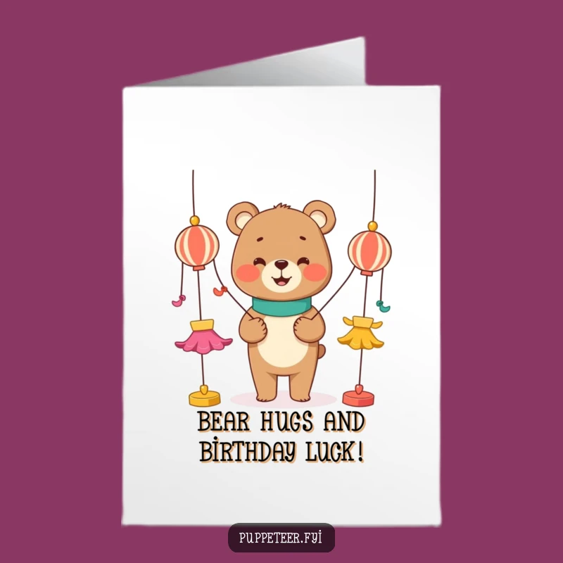 Free Printable Bear Puppet Show Birthday Card: Funny Downloadable Gift for Kids