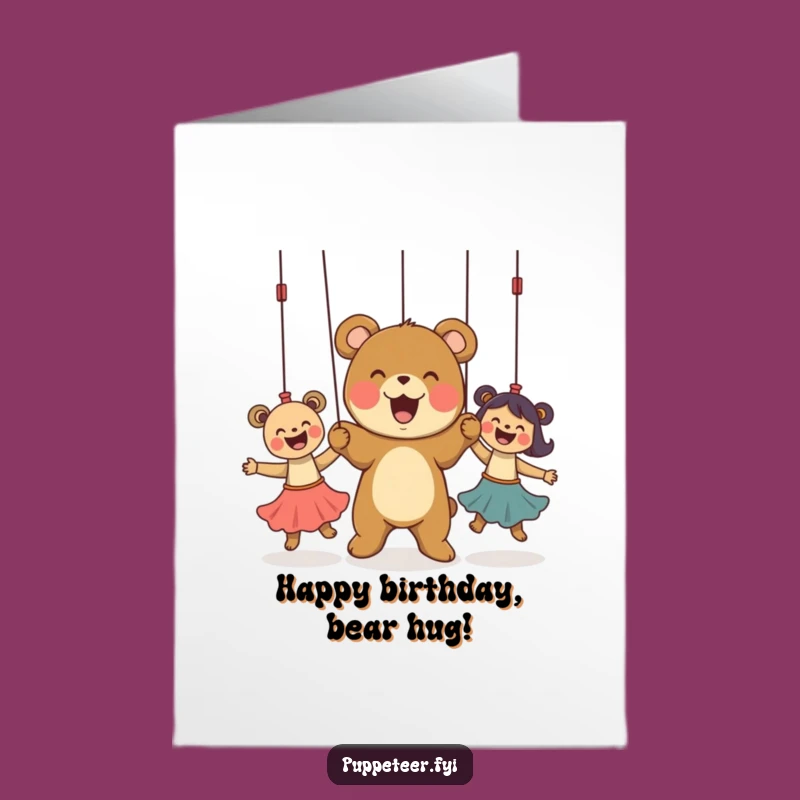 Free Printable Birthday Card: Bear Cub Puppets for a Joyful Downloadable Gift