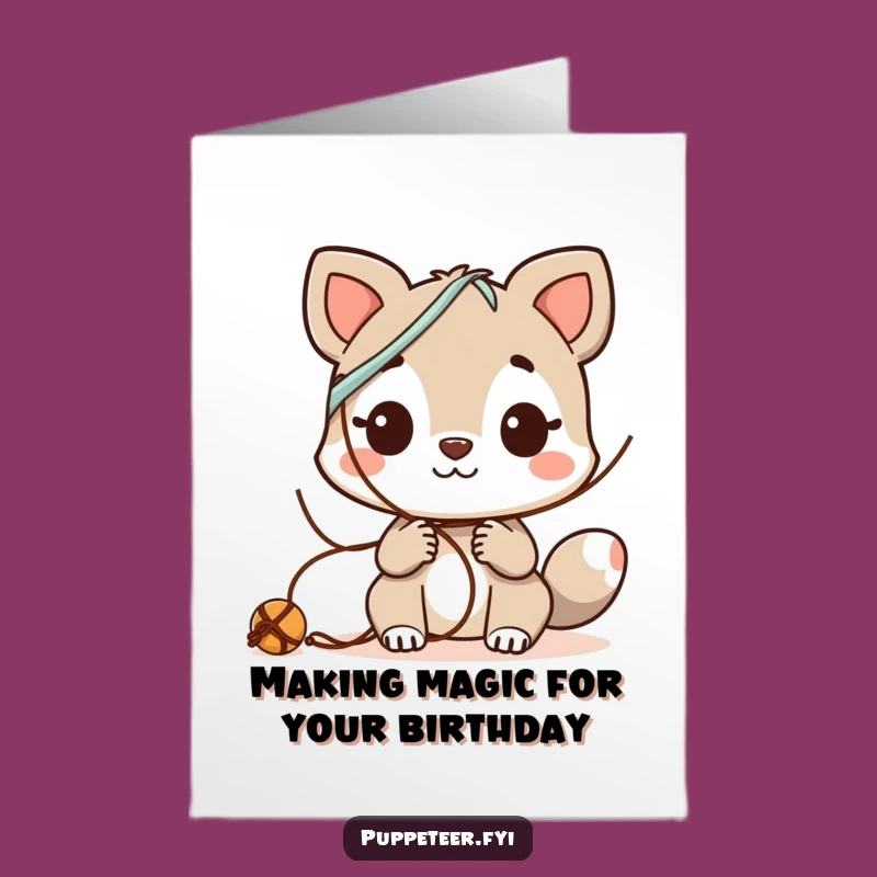 Free Printable Birthday Card: Curious Animal Inventor, String Fun, Humorous Gift