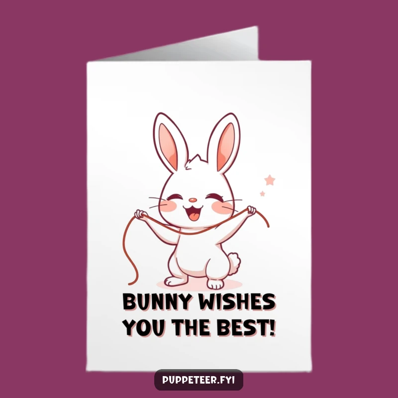 Free Printable Birthday Card: Funny Rabbit Puppet Master Design - Cute Downloadable Gift