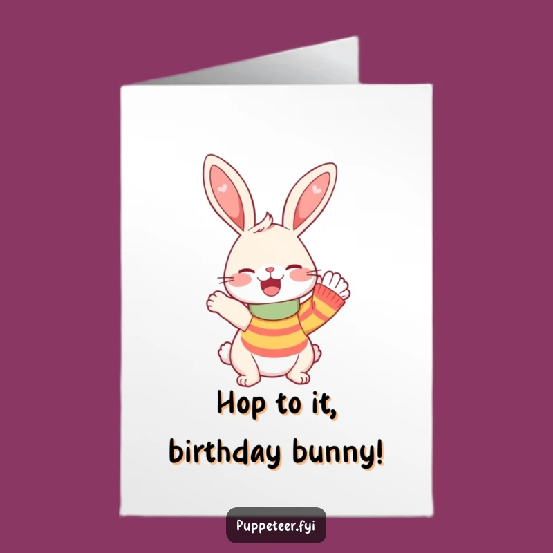 Free Printable Birthday Card: Giggling Rabbit Sock Puppet for a Funny Downloadable Gift