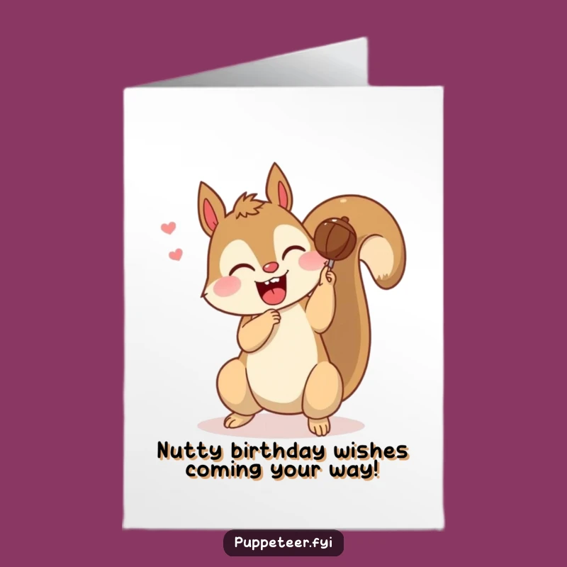 Free Printable Birthday Card: Giggling Squirrel Nut Puppet Fun - Energetic Downloadable Gift
