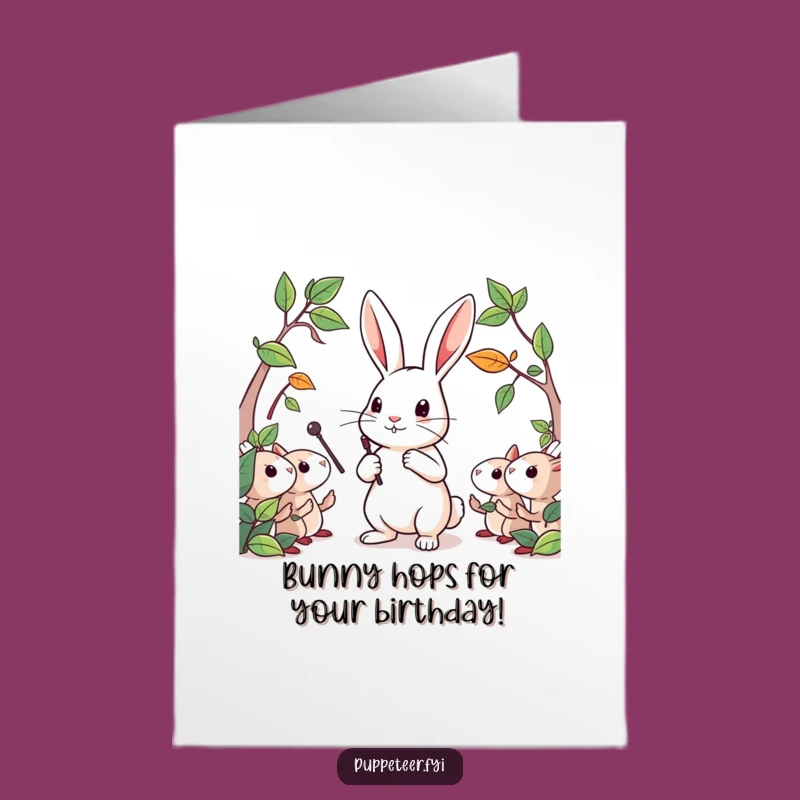 Free Printable Birthday Card: Rabbit Conductor - Funny Nature Downloadable Gift