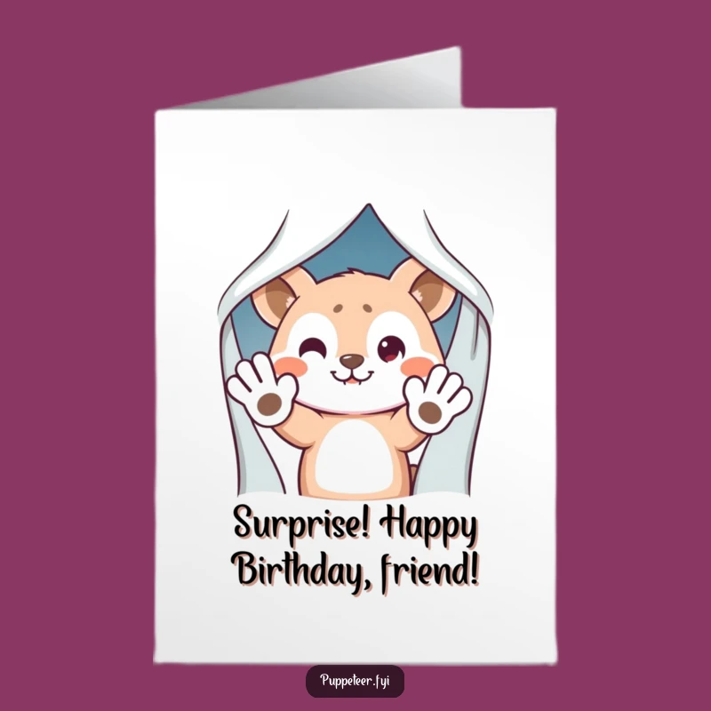 Free Printable Birthday Card: Sneaky Animal Puppet Prankster, Humorous Download Gift