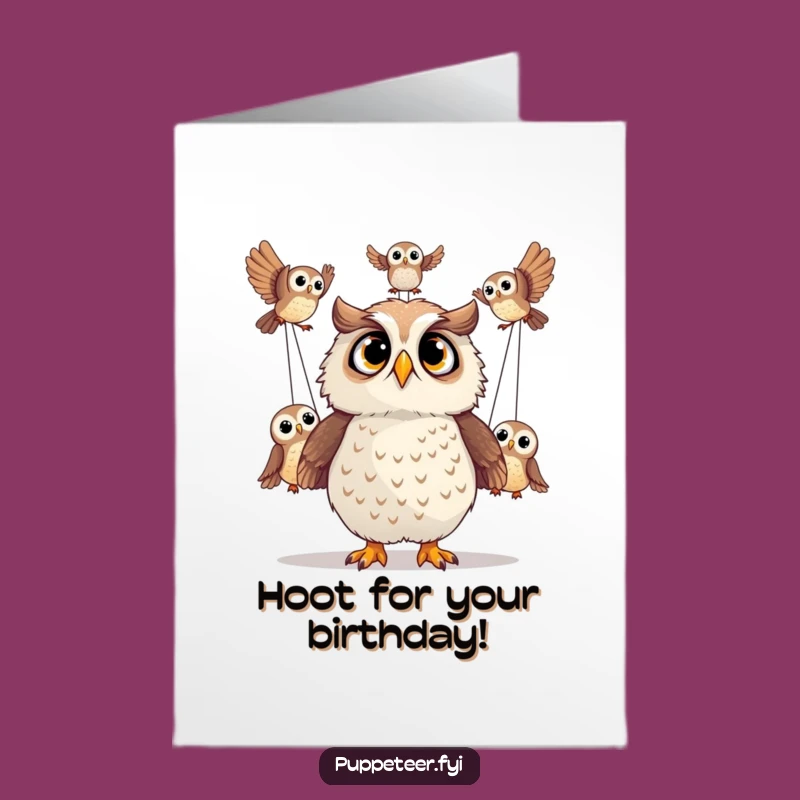 Free Printable Birthday Card: Surprised Owl Acrobatics Funny Downloadable Gift for Wow