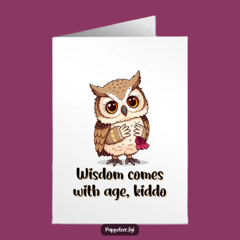 Free Printable Birthday Card: Wise Owl & Puppet Bow - Funny Downloadable Gift!