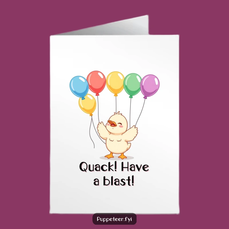 Free Printable Duckling Balloons Birthday Card - Giggling Joy Downloadable Gift