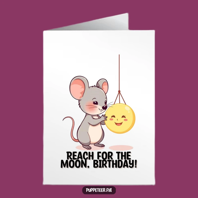 Free Printable Happy Birthday Card: Funny Mouse Moon Puppet DIY Gift - Downloadable
