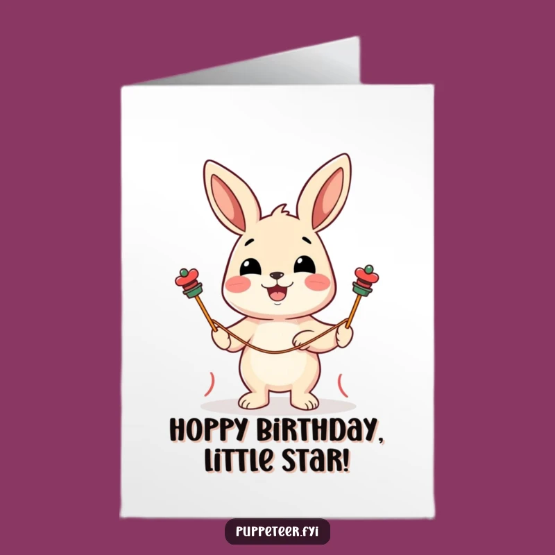Free Printable Rabbit Puppet Show Birthday Card: Funny Downloadable Gift for Kids