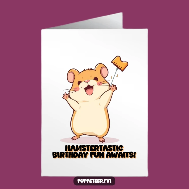 Free Printable Birthday Card: Funny Hamster Puppet Somersault Fun Downloadable Gift
