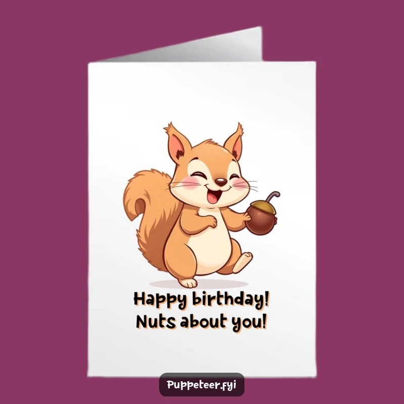 Free Printable Squirrel Birthday Card: Nut Puppet Fun Downloadable Gift