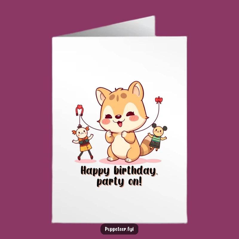 Free Printable Birthday Card: Cute Animal Toy Strings Funny Downloadable Gift