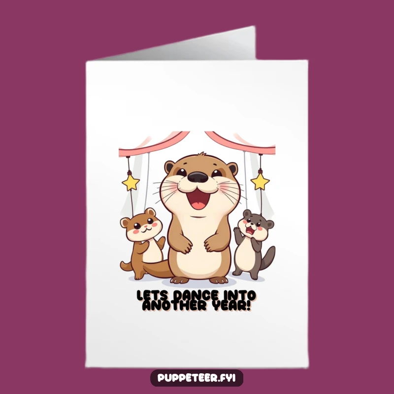 Free Printable Birthday Card: Jolly Otter Puppet Dance Funny Downloadable Gift for Fun