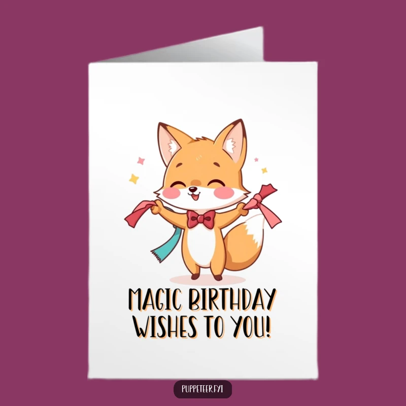 Free Printable Fox Birthday Card: Magical Wishes! Funny Trickster Downloadable Gift for a Spellbinding Day