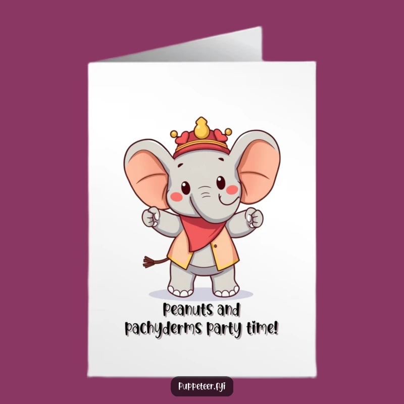 Free Printable Funny Elephant & Peanut Birthday Card - Downloadable Joyful DIY Gift