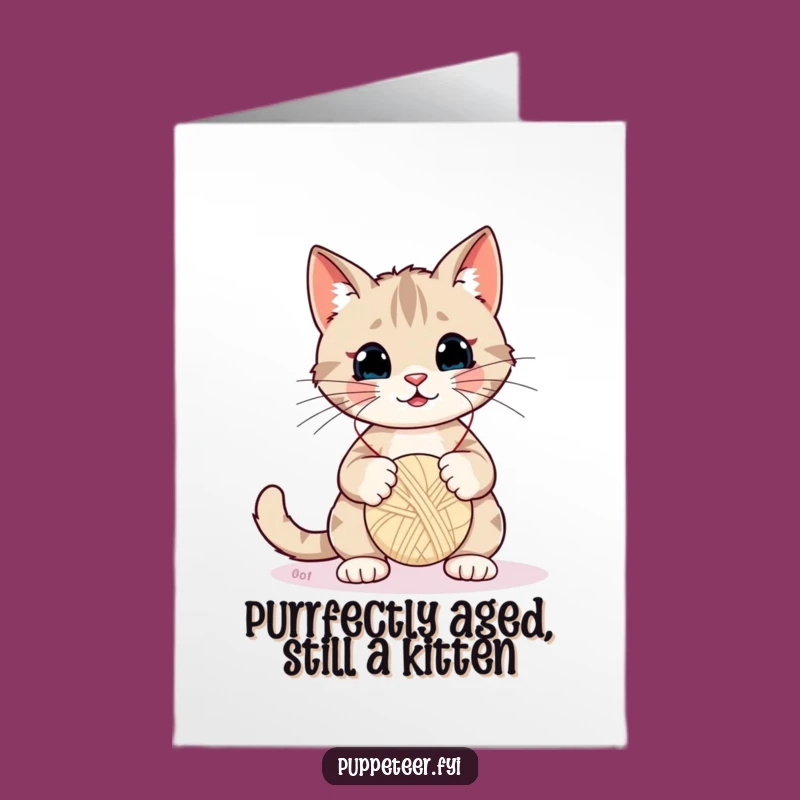 Free Printable Birthday Card: Funny Cat Yarn Puppet - Hilarious Downloadable Gift