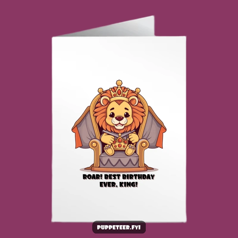 Free Printable Birthday Card: Royal Lion Crown Puppet - Majestic Downloadable Gift