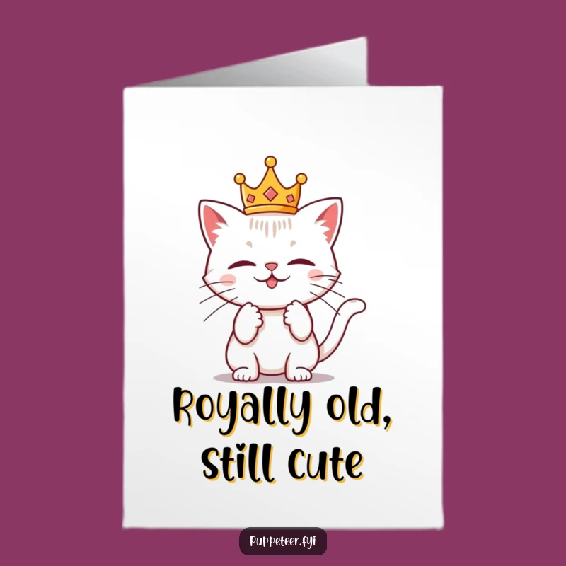 Free Printable Birthday Card: Crowned Cat Puppet Master - Funny Downloadable Gift