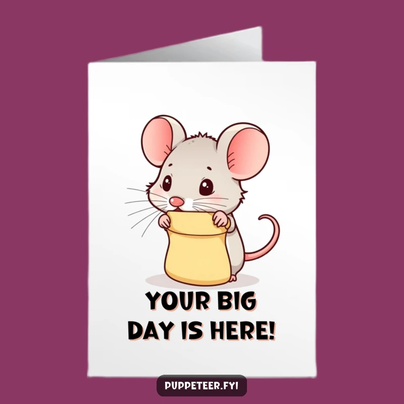 Free Printable Birthday Card: Funny Squeaking Mouse Puppet Humor Downloadable Gift