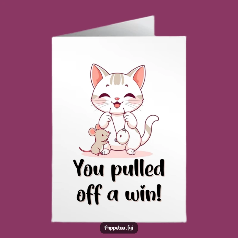 Cat's Congrats Card: Free Printable Jumping Toy Achievement Downloadable Gift
