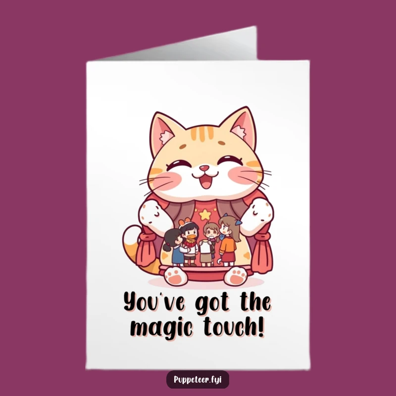 Free Printable Cat Puppet Show Congrats Card: Humorous Downloadable Gift