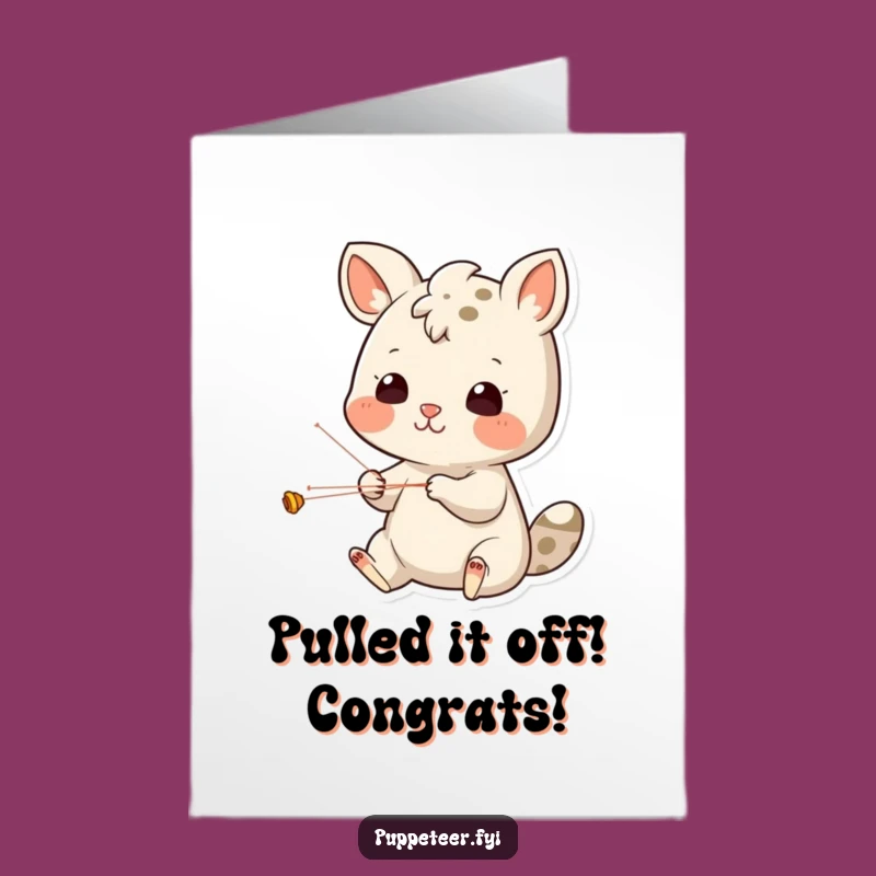 Free Printable Congrats Card: Amusing Animal Puppet Artist, Quick Downloadable Gift