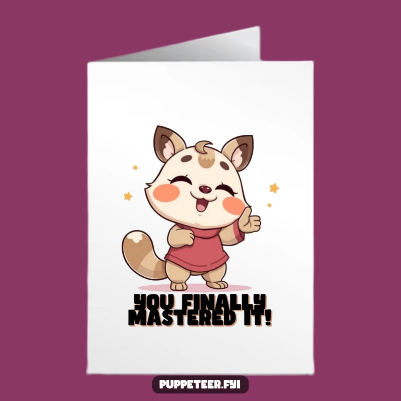 Free Printable Congrats Card: Animal Puppet Dance Celebration Funny Downloadable Gift