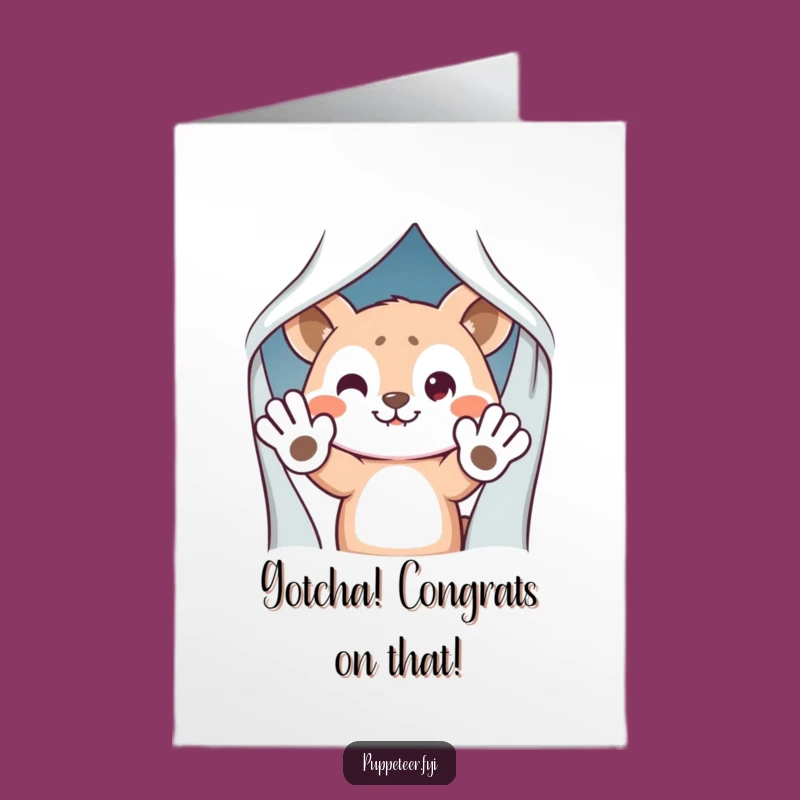 Free Printable Congrats Card: Cheeky Animal Puppet Peeker, Whimsical Download Gift